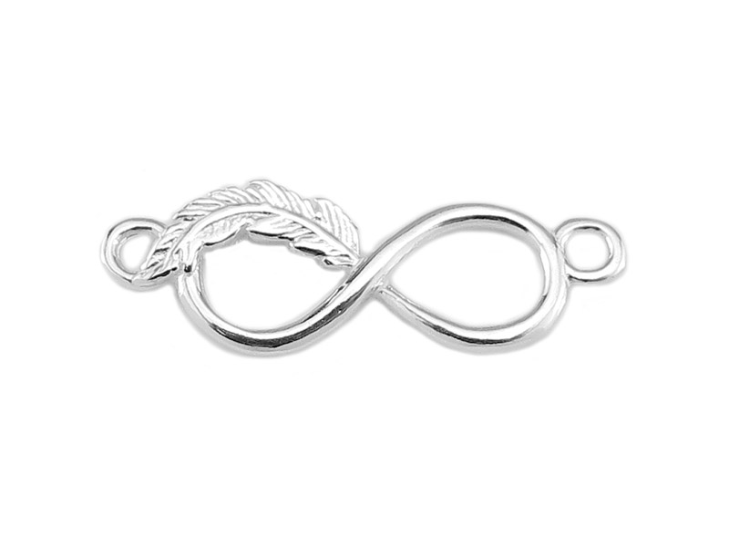 Sterling Silver Feather Infinity Connector 22mm