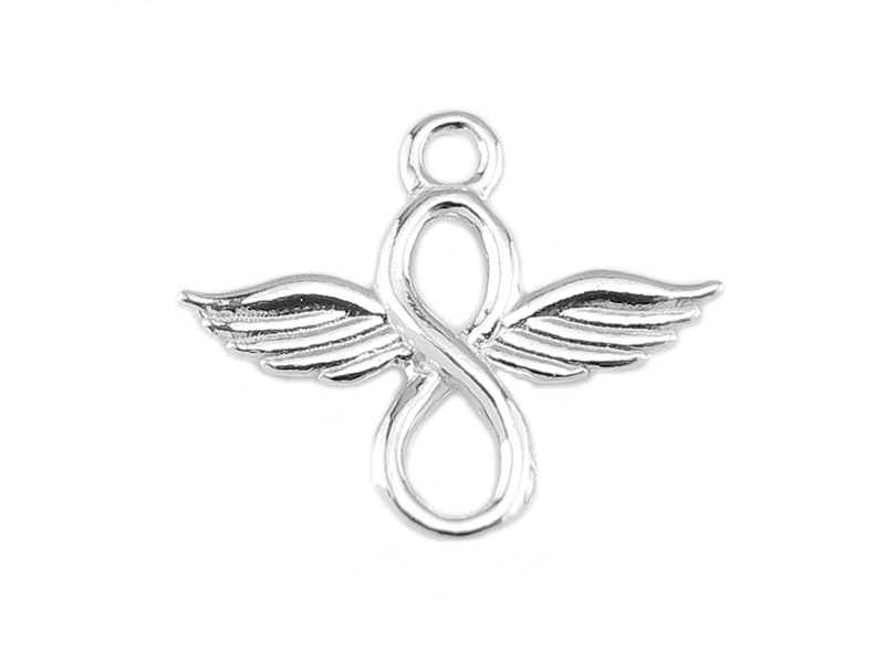 Sterling Silver Angel Wings Infinity Pendant 15mm