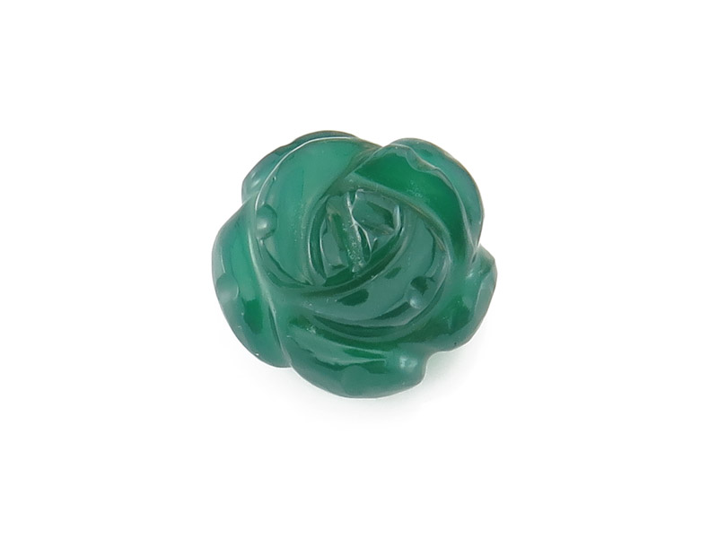 AAA Green Onyx Carved Flower 18mm Flower ~ Half Drilled ~ SINGLE