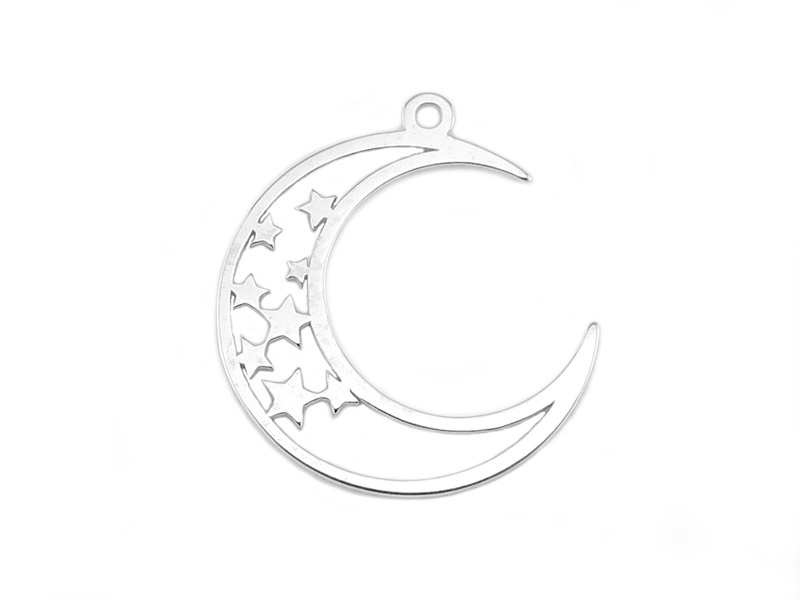 Sterling Silver Moon & Star Pendant 17mm