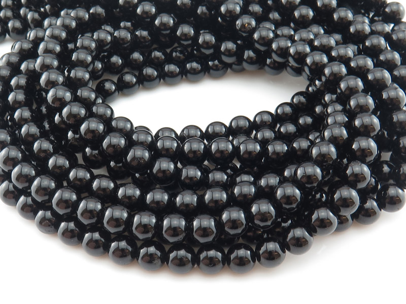 Black Tourmaline Smooth Round Beads ~ Various Sizes ~ 15.5'' Strand