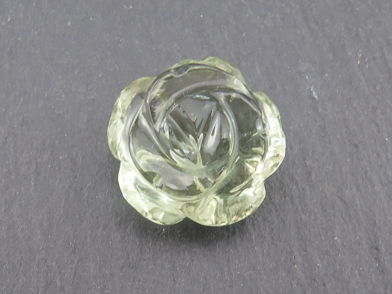AAA Green Amethyst Carved Flower ~ Half Drilled ~ 16mm