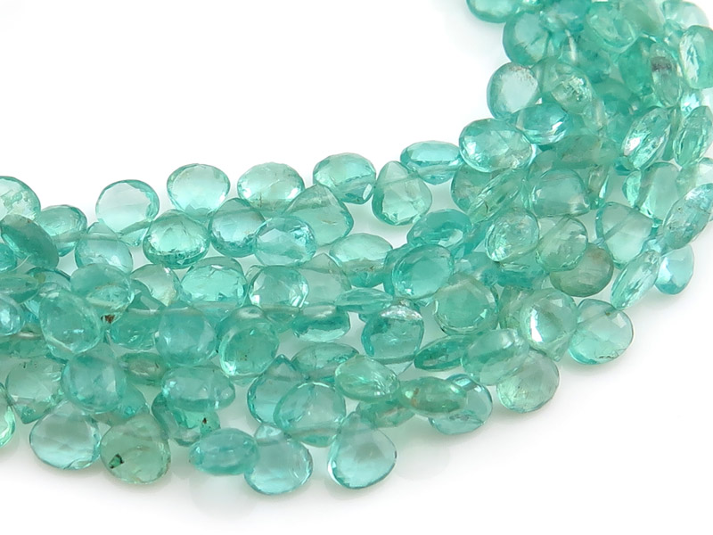 AA Ocean Apatite Faceted Heart Briolettes 4-4.5mm ~ 9'' Strand