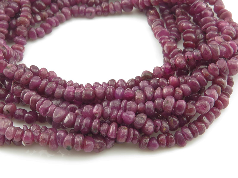Ruby Smooth Nuggets 4mm ~ 34'' Strand