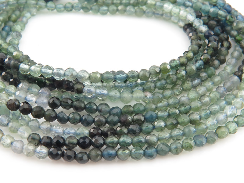 AA Blue Green Tourmaline Faceted Round Beads 2.25mm ~ 12.5'' Strand