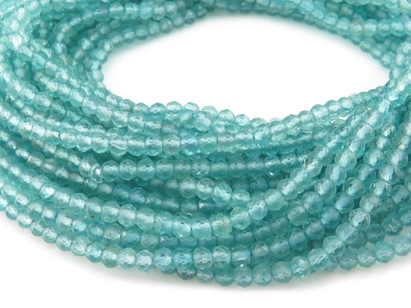 AA Ocean Apatite Micro-Faceted Round Beads 3mm ~ 12.5'' Strand