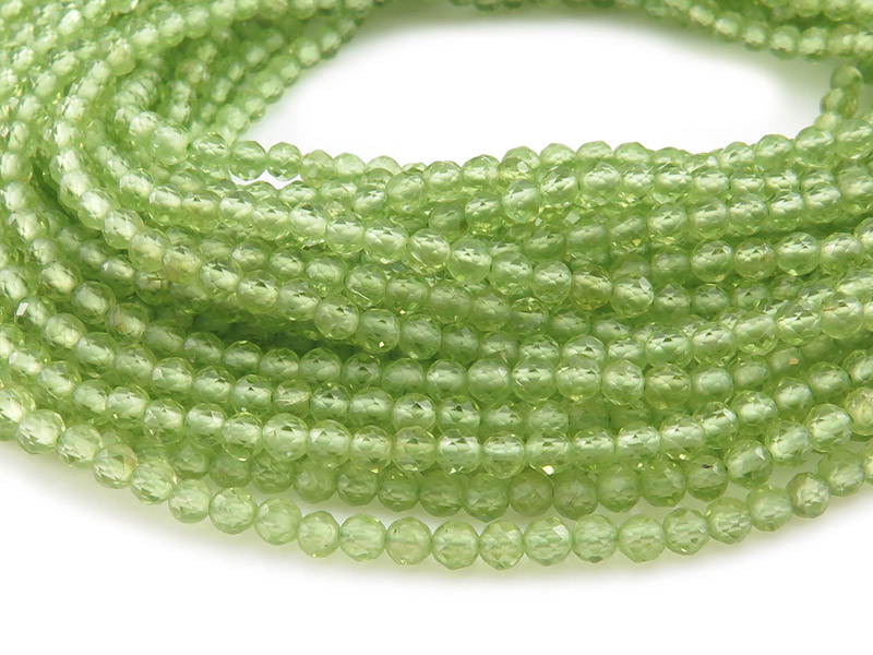 AAA Peridot Micro-Faceted Round Beads 3.25mm ~ 12.5'' Strand