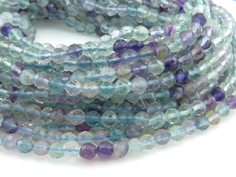 AAA Fluorite Micro-Faceted Round Beads 3.5mm ~ 12.5'' Strand