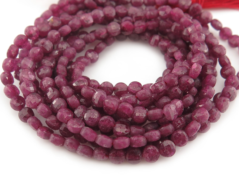 Ruby Faceted Coin Beads 3.75mm ~ 12'' Strand
