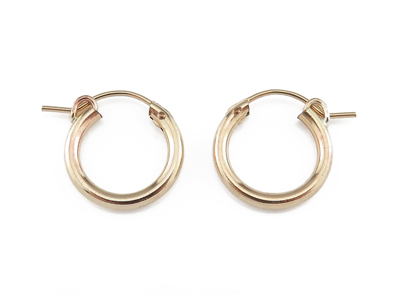 Gold Filled Hinged Earring Hoop 13mm x 2.25mm  ~ PAIR