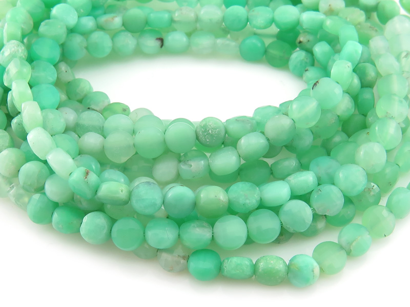 AA Chrysoprase Faceted Coin Beads 3.75mm ~ 12.5'' Strand