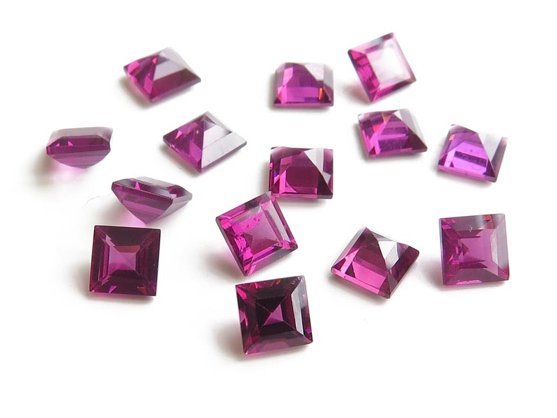 Rhodolite Garnet Faceted Square ~ Various Sizes