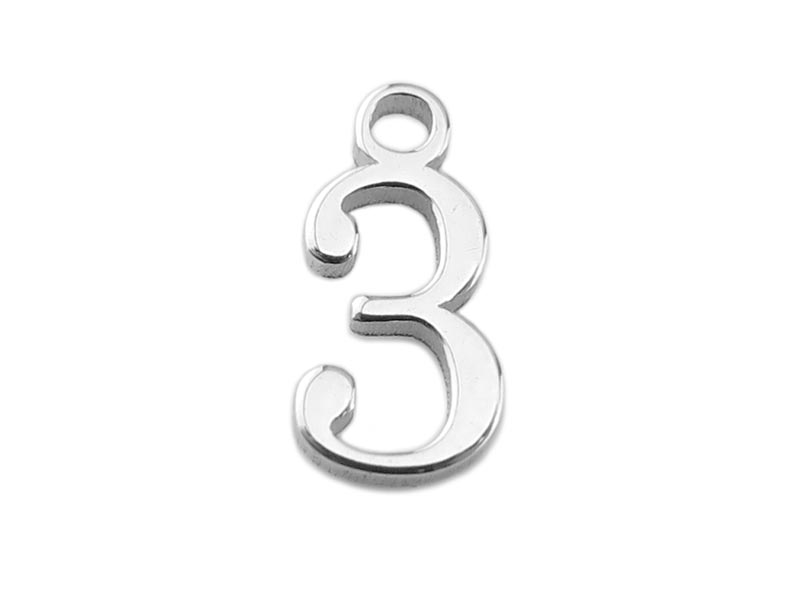 Sterling Silver Number Charm ~ 3