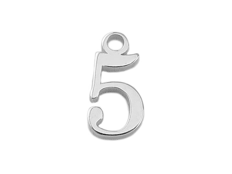 Sterling Silver Number Charm ~ 5