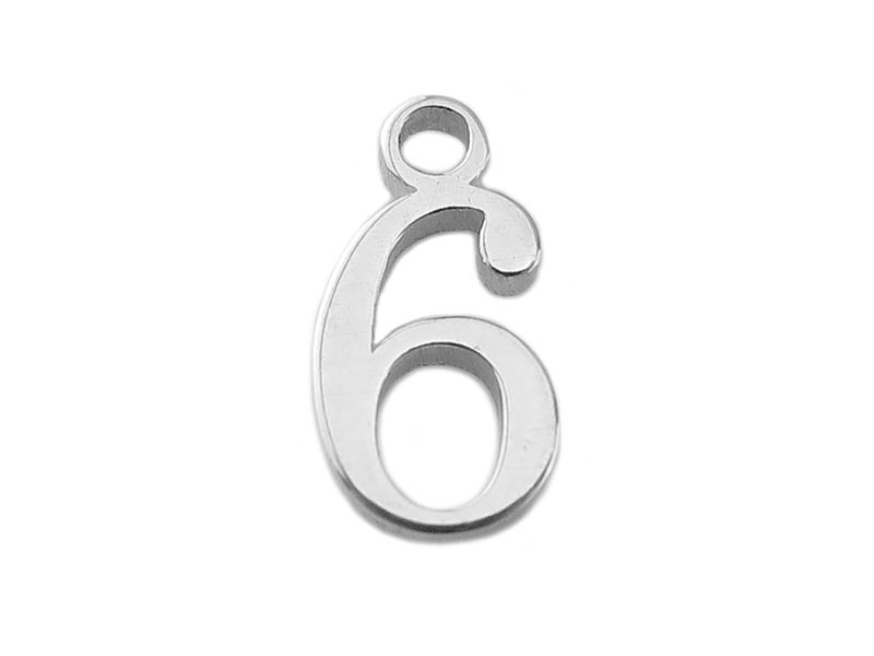 Sterling Silver Number Charm ~ 6