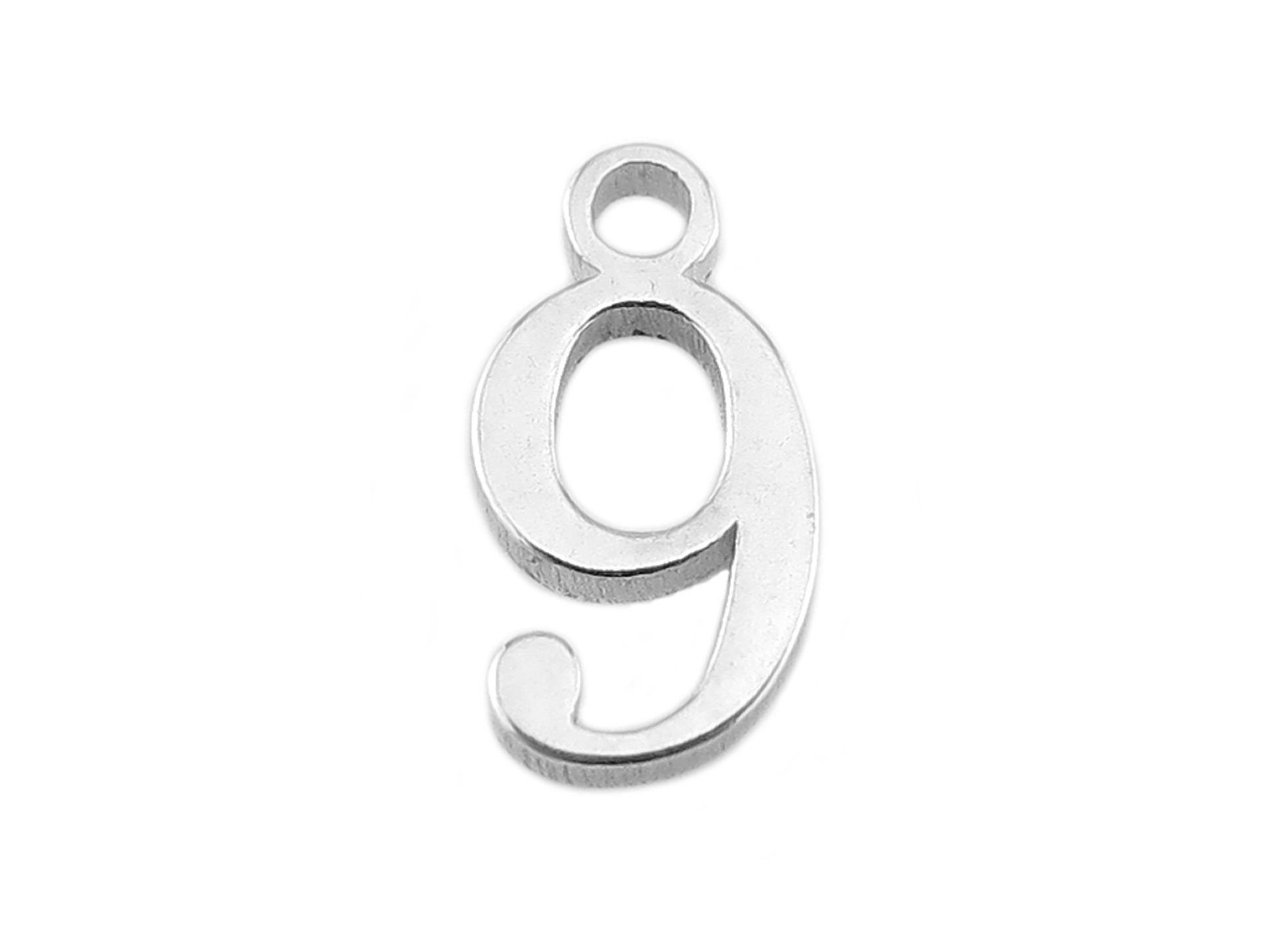 Sterling Silver Number Charm ~ 9