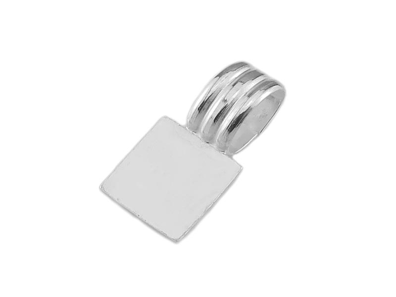 Sterling Silver Flat Base Glue On Square Bail
