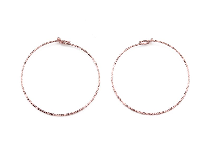 Rose Gold Filled Sparkle Beading Hoop 30mm ~ PAIR