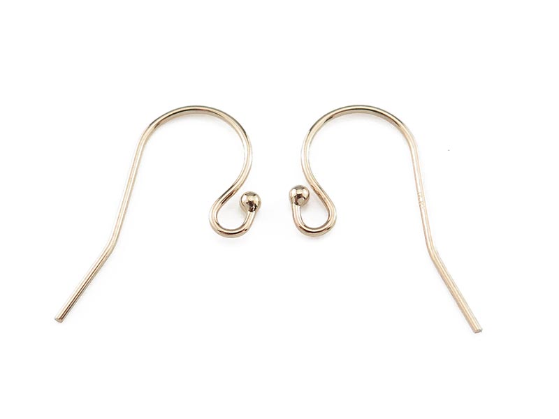 14K Gold Ball End Ear Wire ~ PAIR