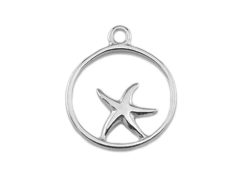 Sterling Silver Framed Starfish Charm 14mm