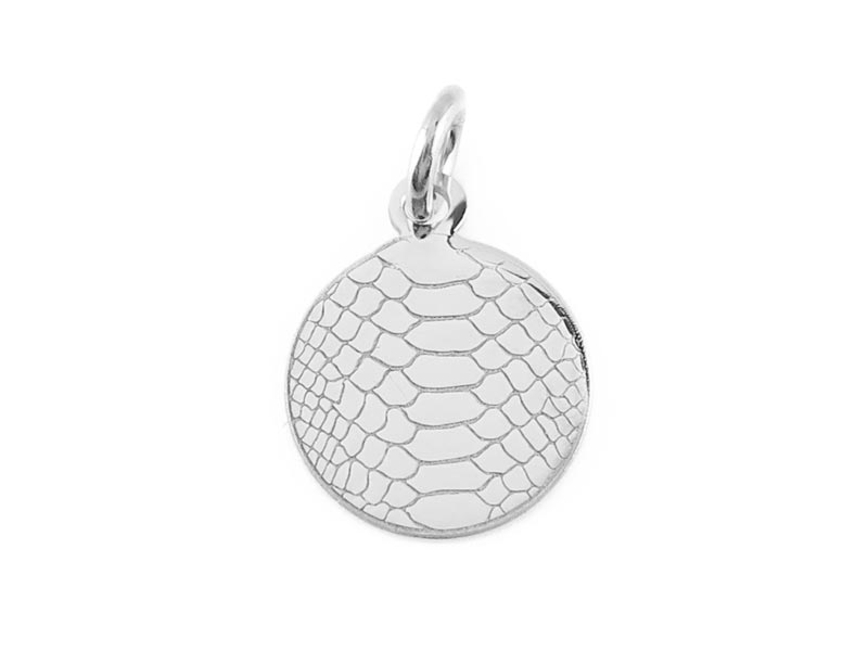 Sterling Silver Snakeskin Print Pendant 12mm