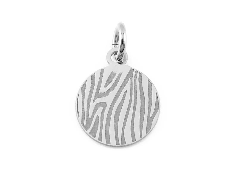 Sterling Silver Zebra Print Pendant 12mm