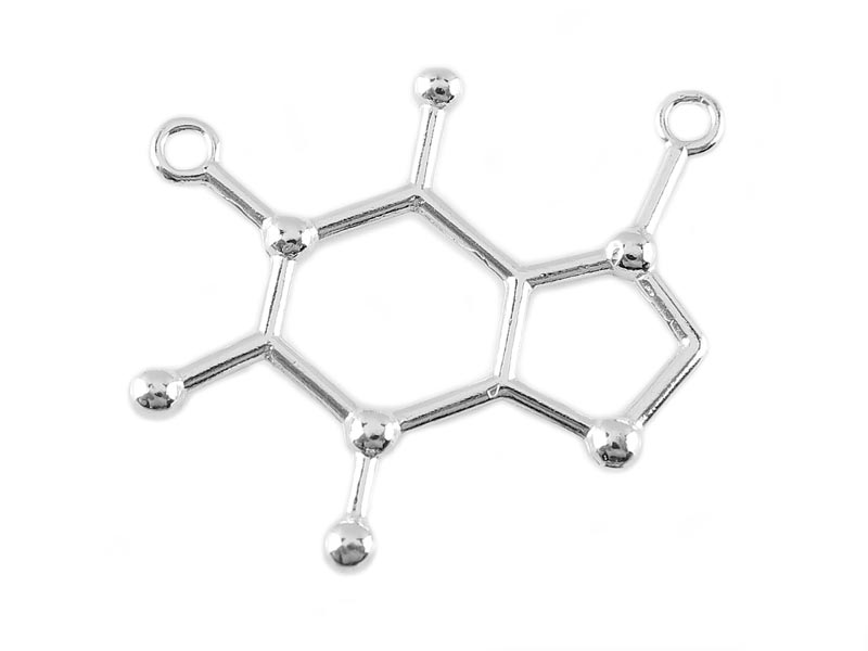 Sterling Silver Caffeine Chemical Formula Connector 25mm