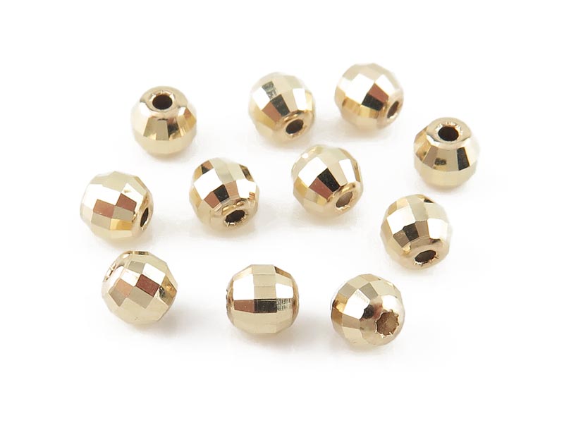 14K Gold Faceted Mirror Bead 3mm