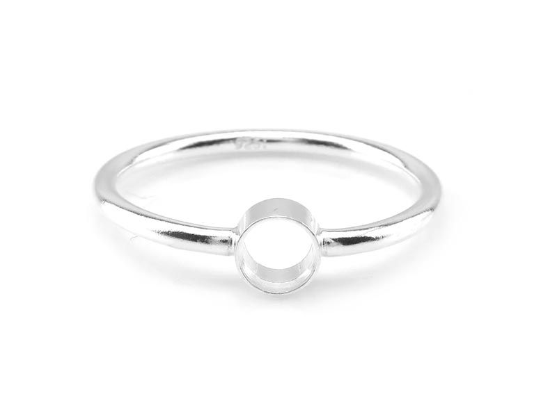 Sterling Silver Bezel Ring 4mm ~ Size L