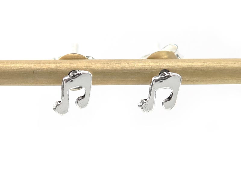 Sterling Silver Musical Note Ear Studs  ~ PAIR
