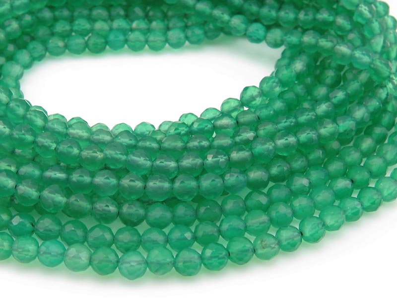 AAA Green Onyx Faceted Round Beads ~ Various Sizes ~ 12.5'' Strand