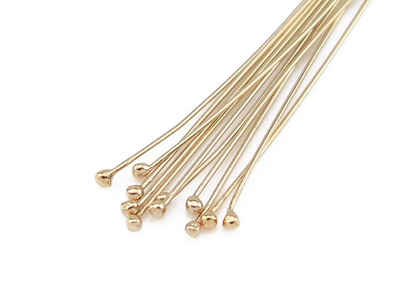 Gold Filled Ball Head Pin ~ 28 gauge ~ 1'' ~ Pack of 10
