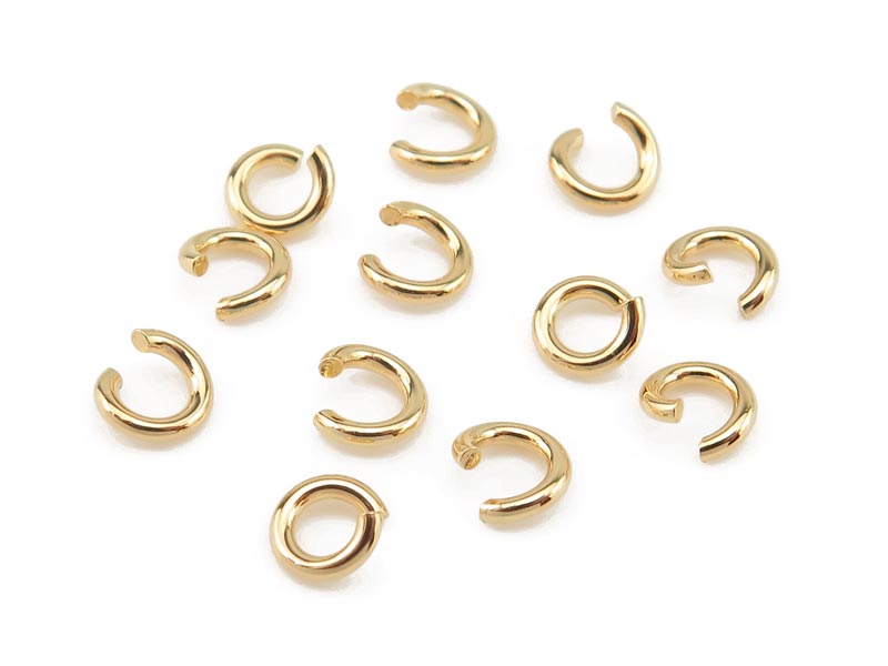 4mm OD 18k Yellow Gold Open Jump Ring - 20 Gauge, Solid Gold, Handmade In USA