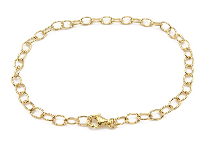 Gold Vermeil Cable Chain Bracelet with Clasp 7.5"