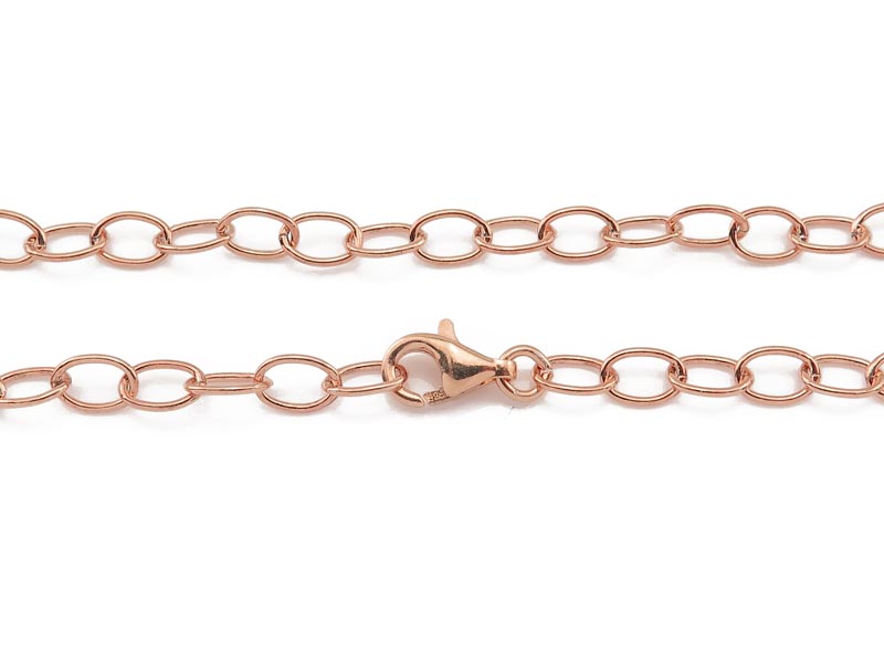 Rose Gold Vermeil Cable Chain Bracelet with Clasp 7.5''