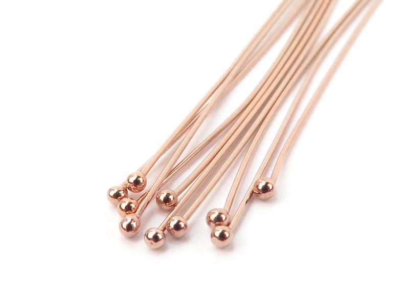 Rose Gold Filled Ball Head Pin ~ 26 gauge ~ 1'' ~ Pack of 10