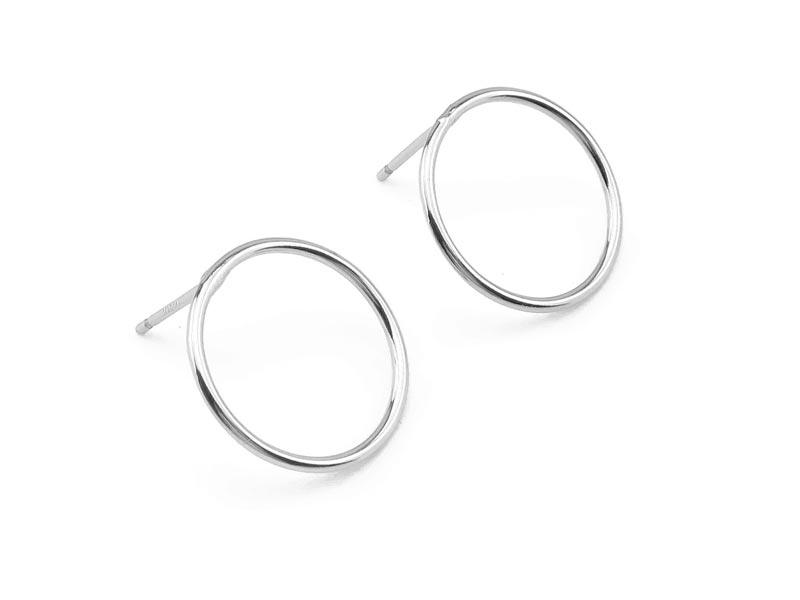 Sterling Silver Round Circle Ear Posts 15mm ~ PAIR
