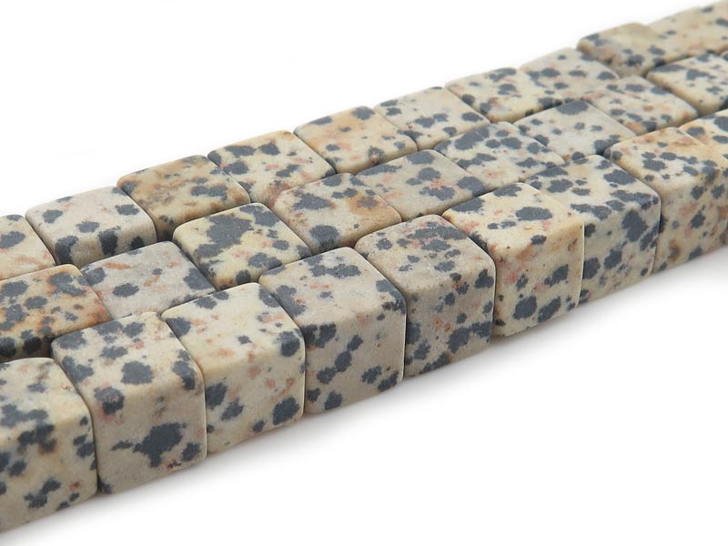 Dalmatian Jasper Matt Cube Beads 8mm ~ 16'' Strand
