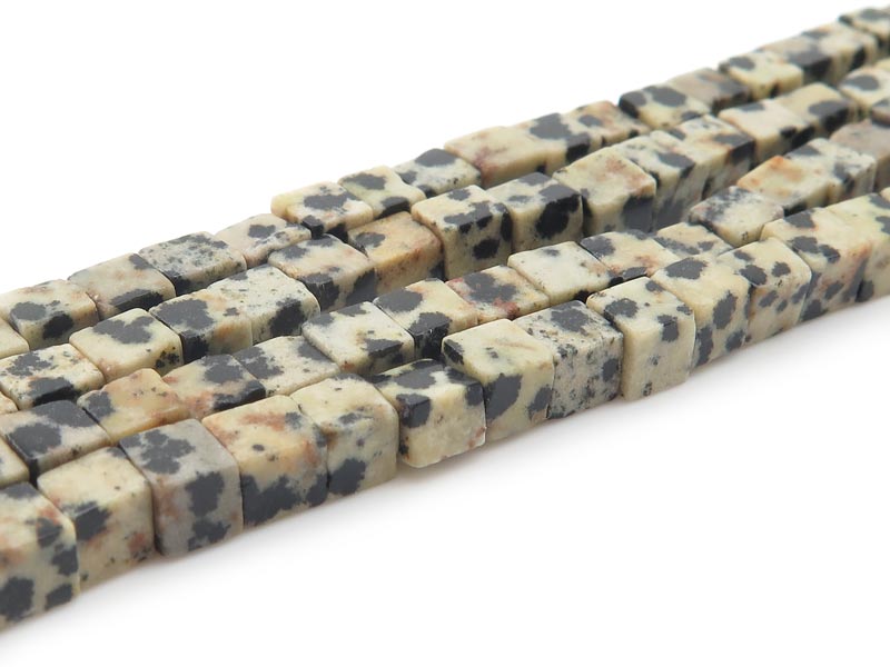Dalmatian Jasper Cube Beads 4mm ~ 15.5'' Strand