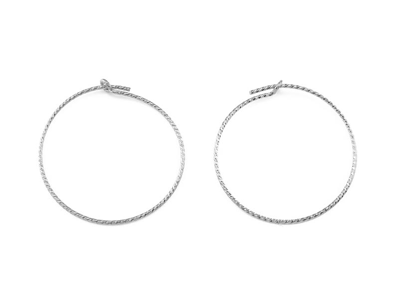 Sterling Silver Sparkle Beading Hoop 25mm ~ PAIR