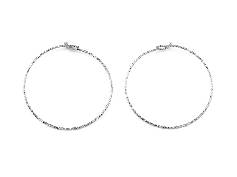 Sterling Silver Sparkle Beading Hoop 30mm ~ PAIR