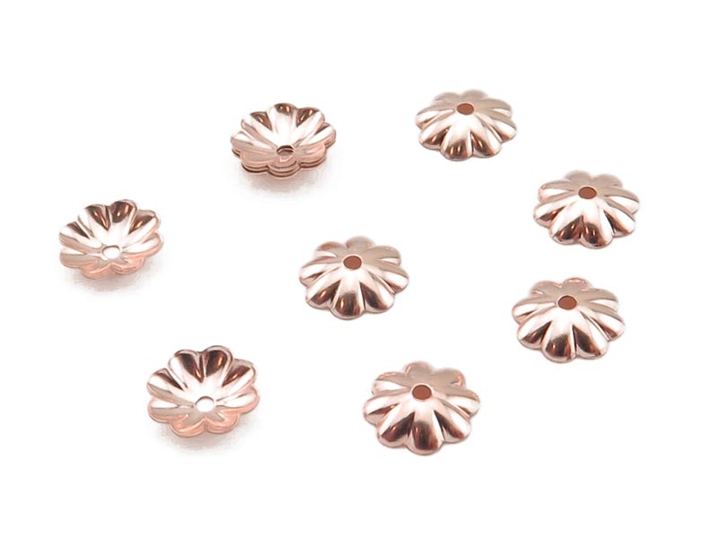 Rose Gold Filled Flower Bead Cap 6mm