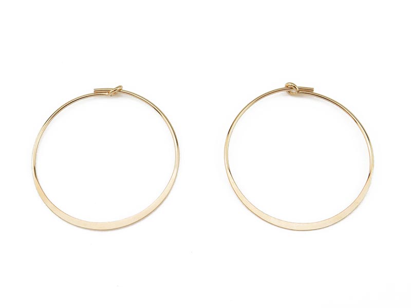 Gold Filled Flattened Hoop 25mm ~ PAIR