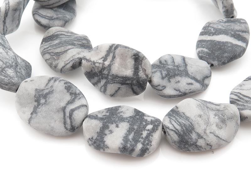 Picasso Jasper Matt Wavy Oval Beads 20mm ~ 15'' Strand