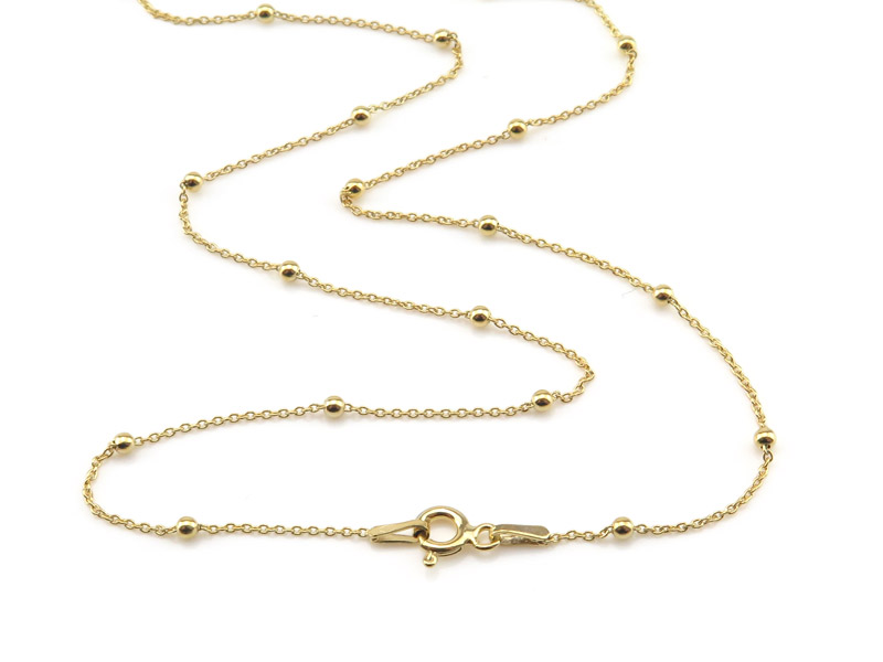 Gold Plated Vermeil Silver Satellite Chain Necklace with Clasp