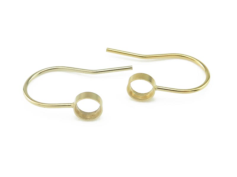 Gold Filled Bezel Setting Ear Wire 4mm ~ PAIR