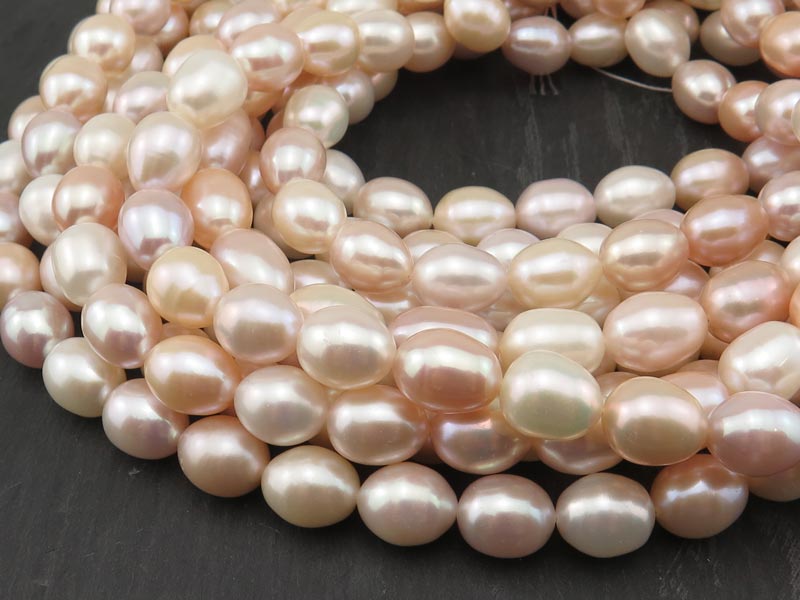 Freshwater Pearl Mixed Colour Rice Beads 12mm ~ 16'' Strand