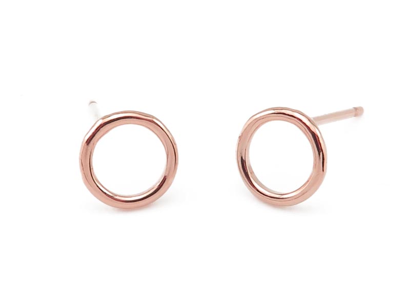 Rose Gold Filled Round Circle Ear Posts 7mm ~ PAIR