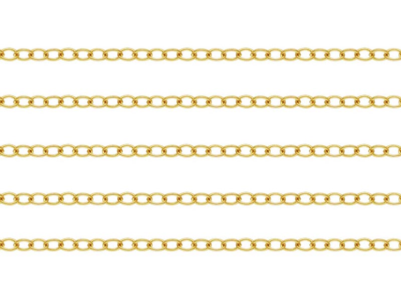 14K Gold Cable Chain 1.6mm x 1.2mm ~ by the inch