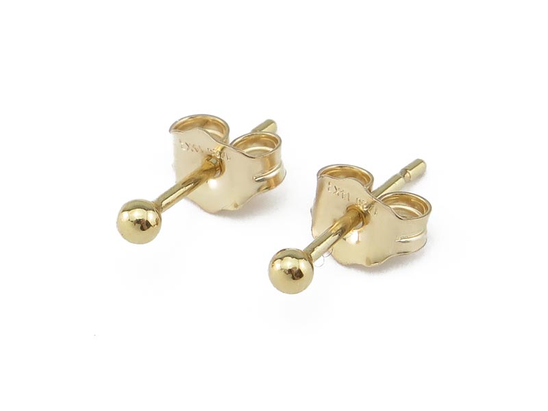 Gold Filled Ball Ear Studs 2mm ~ PAIR